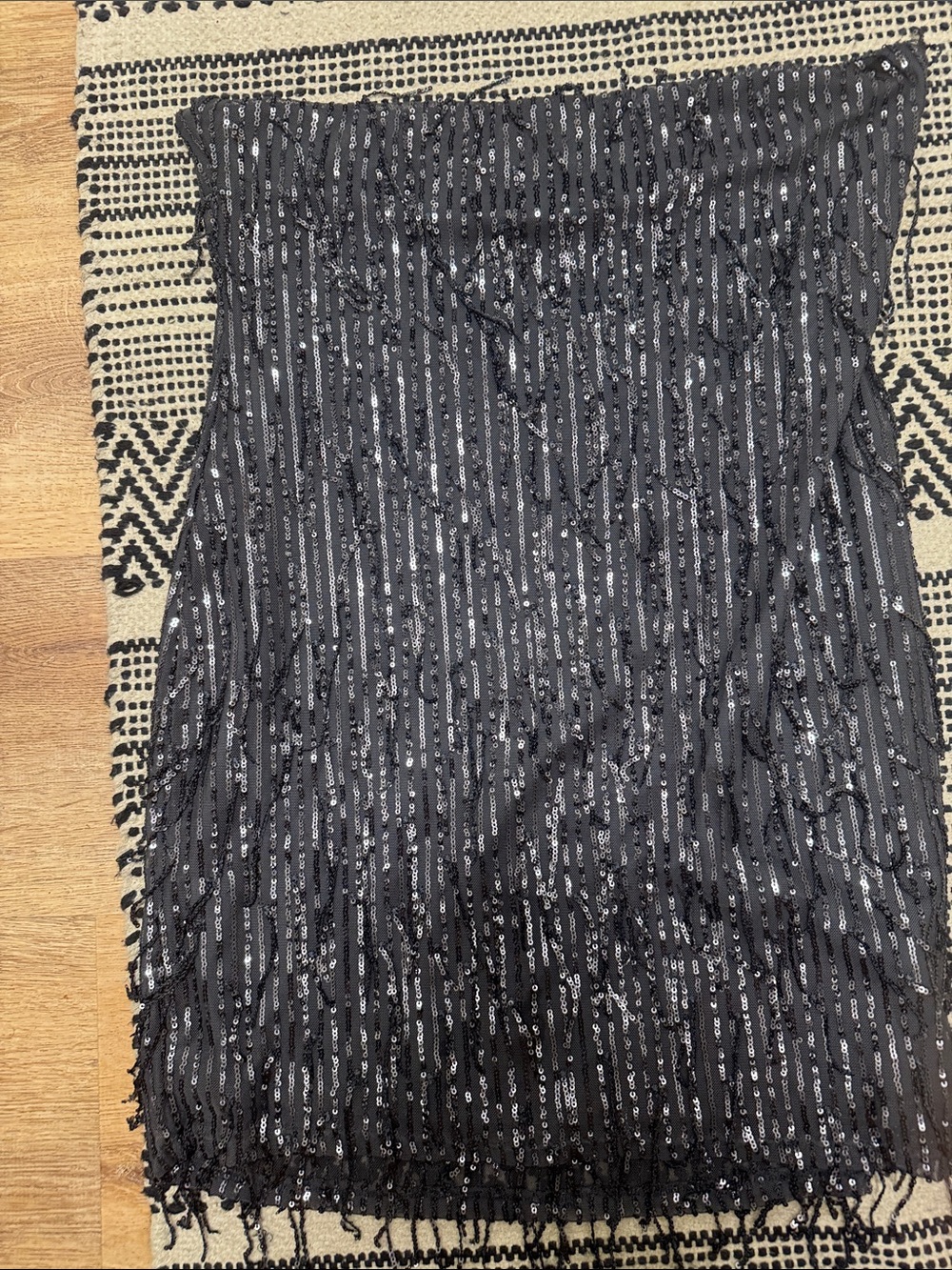NWT Gray Strapless Sequin Fringe Strapless Dress